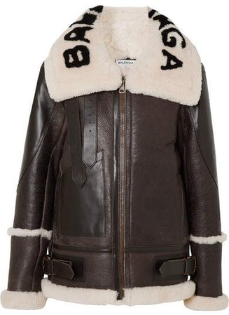 Le Bombardier Oversized Shearling Jacket - Brown