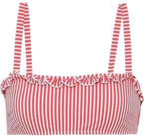 The Leslie Striped Seersucker Bikini Top
