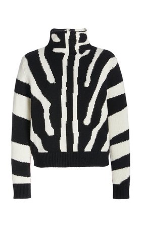 Printed Mock Neck Wool And Cashmere-Blend Sweater By Carolina Herrera | Moda Operandi