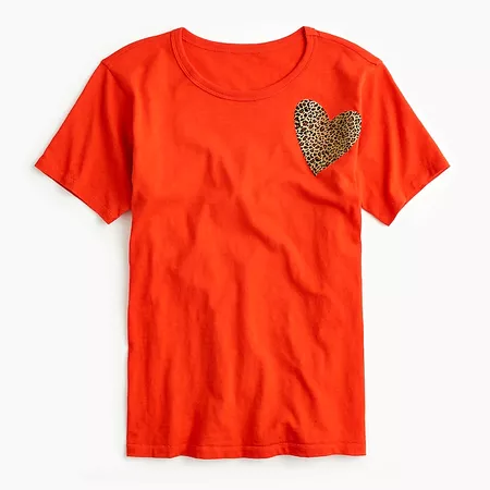 Leopard-print heart T-shirt
