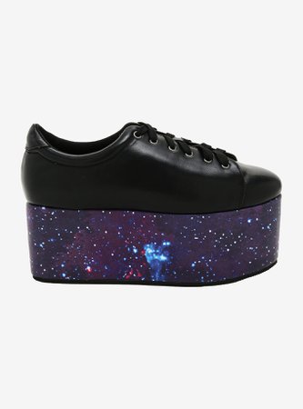 Black With Galaxy Sole Platform Sneakers