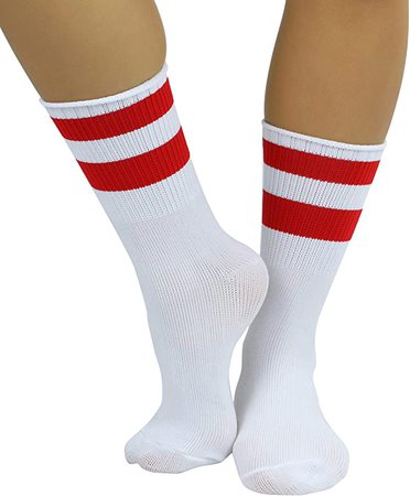 ToBeInStyle Women's Acrylic Ankle Hi With Double Stripe Top Crew Fun Athletic Socks at Amazon Women’s Clothing store