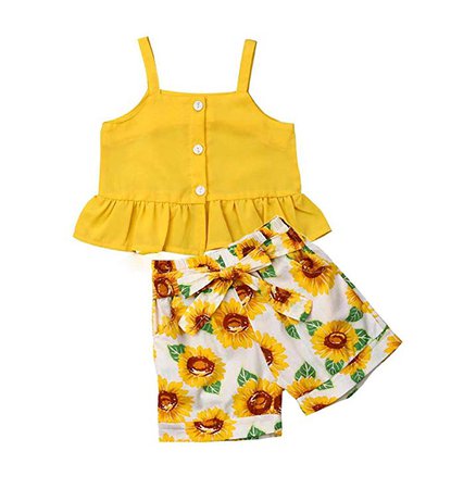Amazon.com: Toddler Girl Sleeveless Outfits Miss Sassy Pants Floral Shorts Set Clothes (100(2-3T), Z-Yellow): Clothing