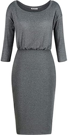 Amazon.com: Moyabo Women's 3/4 Sleeve Round Neck Hips-Wrapped Casual Office Pencil Dress: Clothing