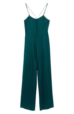 Madewell Strappy Satin Jumpsuit green