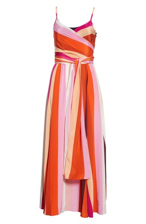 DVF Azalea Stripe Silk Wrap Maxi Dress | Nordstrom