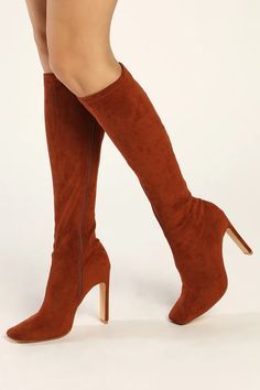 Rust Red high heeled boots