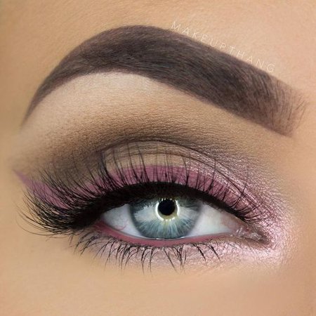 Nude & Brown Smokey Eye w/ Lilac/Pink Eyeliner
