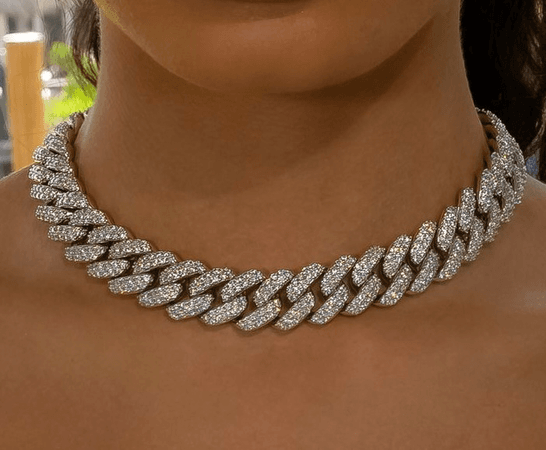 white gold cuban link diamond necklace