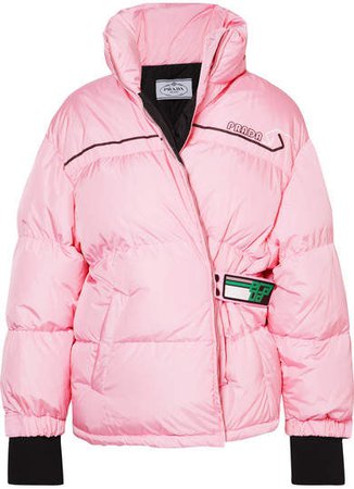Printed Quilted Shell Down Jacket - Pink