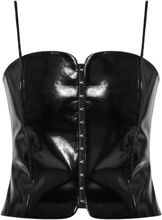 George Keburia Faux-Leather Bustier Size: XS