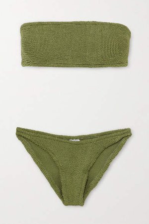 Gabrielle Seersucker Bandeau Bikini - Sage green