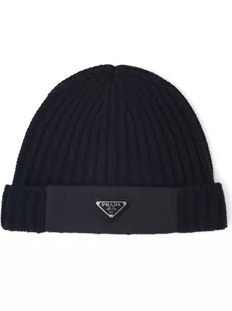 Prada logo rib-knit beanie hat - FARFETCH