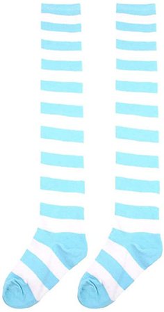 Blue Striped Thigh High Socks