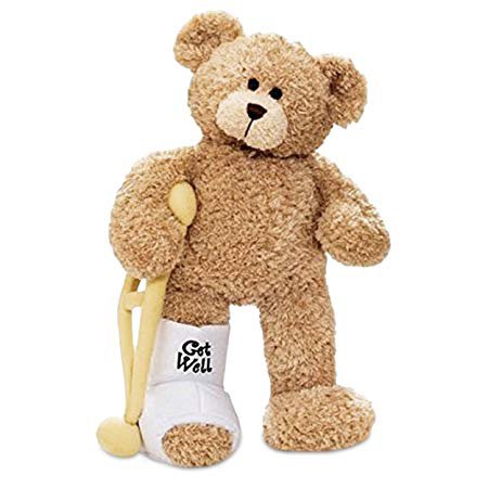 GUND Break a Leg Jr., Broken Leg Bear Get Well Soon Teddy Bear with a Cast, Crutch and Signature Cast 8.5 inches: Toys & Games