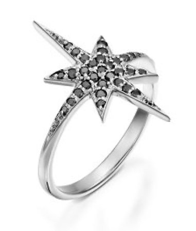 black diamond star ring