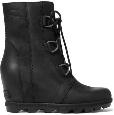 Joan Of Arctic Wedge Ii Waterproof Leather And Rubber Ankle Boots - Black