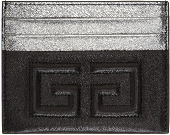 Givenchy: Black & Silver 4G Card Holder | SSENSE