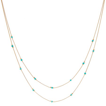 Gold-Tone Turquoise Beaded Multi Strand Necklace | Icing US