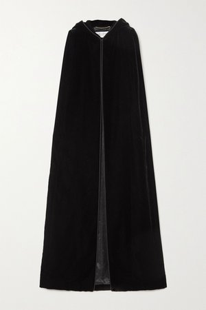 Black Hooded velvet cape | SAINT LAURENT | NET-A-PORTER