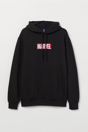 Oversized Hooded Sweatshirt - Black/Marvel - Men | H&M US