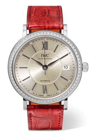 IWC SCHAFFHAUSEN | Portofino Automatic 37mm stainless steel, alligator and diamond watch | NET-A-PORTER.COM