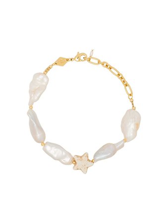 Anni Lu 18K gold-plated Dolores Howlite Star And Pearl Bracelet - Farfetch