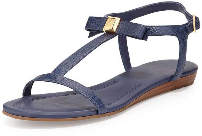 Kate Spade New York Tessa Bow Leather Flat Sandal Navy | Where to buy & how to wear