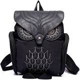 black and silver owl backpack