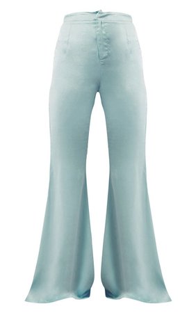 Mint Satin High Waisted Flare Leg Trouser - Special Occasions - Shop By.. | PrettyLittleThing USA
