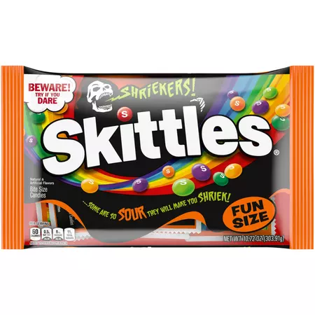Skittles Shriekers Sour Halloween Chewy Candy Fun Size Bag - 10.72 oz - Walmart.com