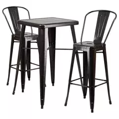 Wine Barrel Bistro Set With Swivel Top Stools - Farmhouse - Indoor Pub And Bistro Sets - by Central Coast Creations | Houzz