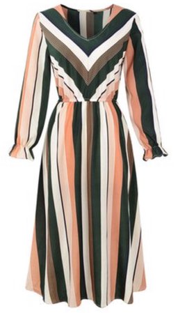 olive/blush striped dress