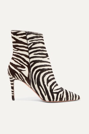 Zebra print Alma 85 zebra-print calf hair ankle boots | Aquazzura | NET-A-PORTER