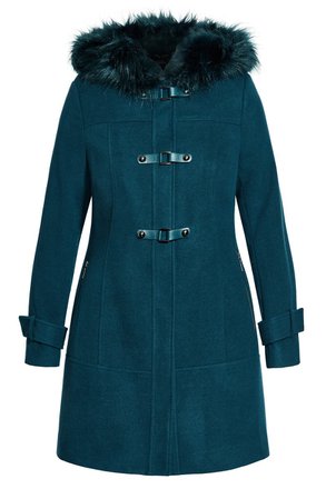 City Chic Wonderwall Coat with Faux Fur Collar | Nordstrom