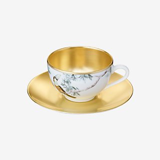Carnets d'Equateur gold tea cup and saucer | Hermès