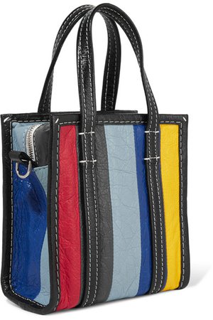 Balenciaga | Bazar XXS striped textured-leather tote | NET-A-PORTER.COM