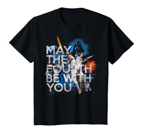 Amazon.com: Star Wars May The Fourth Be With You Vintage Movie Poster T-Shirt: Clothing
