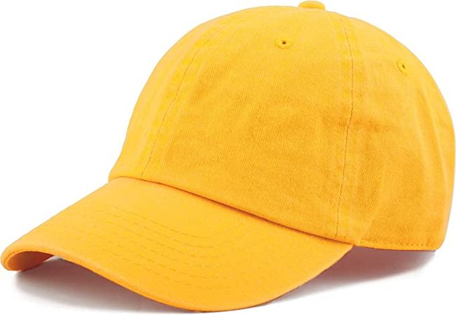 The Hat Depot 100% Cotton Pigment Dyed Low Profile Dad Hat Six Panel Cap (1. Yellow) at Amazon Men’s Clothing store