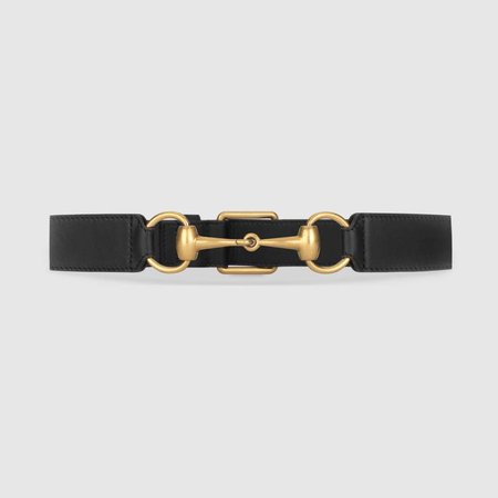 Leather belt with Horsebit in Black leather | Gucci Women's Belts