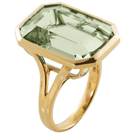 Goshwara Emerald Cut Prasiolite Ring For Sale at 1stDibs