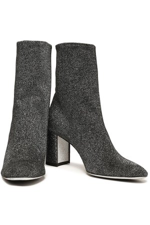 Black Metallic stretch-knit sock boots | Sale up to 70% off | THE OUTNET | RENE' CAOVILLA | THE OUTNET