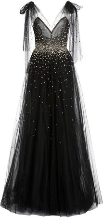 Monique Lhuillier Embroidered Tulle Gown