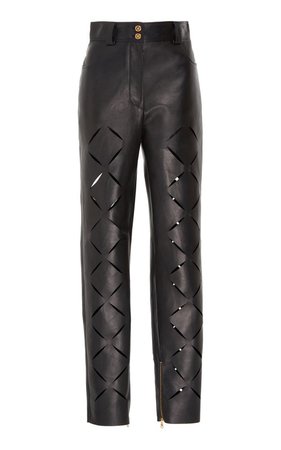 Slashed Cutout Leather Pants by Versace | Moda Operandi