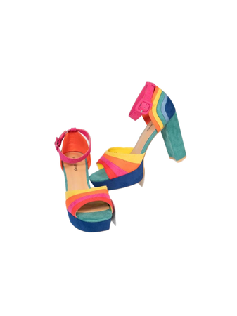 retro rainbow shoes heels