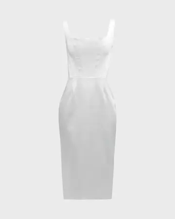 GIGII'S Goya Sleeveless Square-Neck Satin Midi Dress | Neiman Marcus