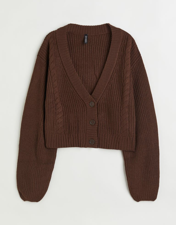 brown crop cardigan sweater
