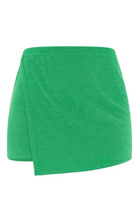Recycle - Mini jupe portefeuille vert vif en éponge | PrettyLittleThing FR