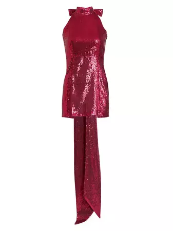 Shop Christian Cowan Draped Bow & Sequin-Embroidered Minidress | Saks Fifth Avenue