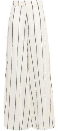 Striped Linen-blend Wide-leg Pants